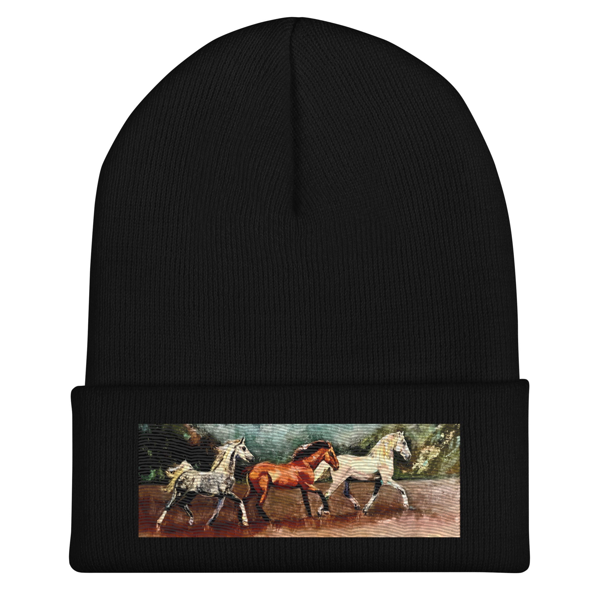 Tranquil Horizon Walk Cuffed Beanie - Black image